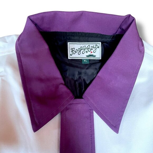 Bogey Boys by Macklemore Mens Colorblock Jacket XL Purple White Retro 70s Golf - Picture 9 of 10